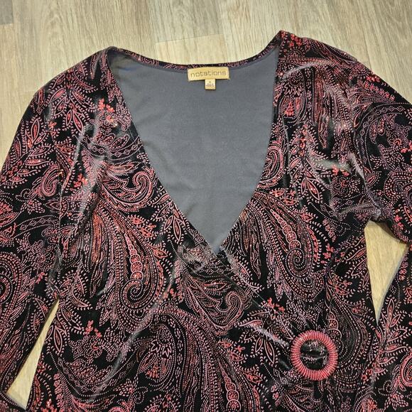 Vtg Notations Velvet Surplus Top Womens XL Black Red Whimsigoth Grunge Y2K Boho - Picture 2 of 8